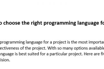 Статья "How to choose the right programming language for your project"