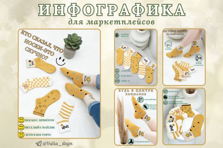 Инфографика/ Дизайн карточек для маркетплейсов - 1783570