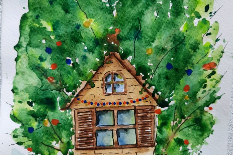 Продаю: Иллюстрация детская. Сказочный домик в лесу. Акварель -   товар id:8939
