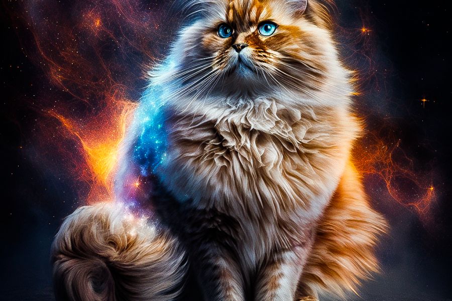Продаю: Пушистый кот на фоне звёзд и галактик -   товар id:9027