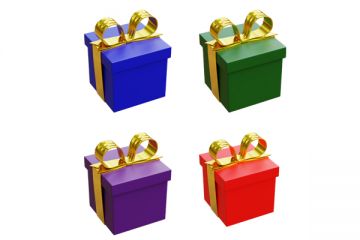 3d иконки подарочных коробочек на прозрачном фоне