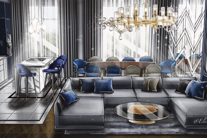 Визуализация интерьера в формате скетч - 1832441