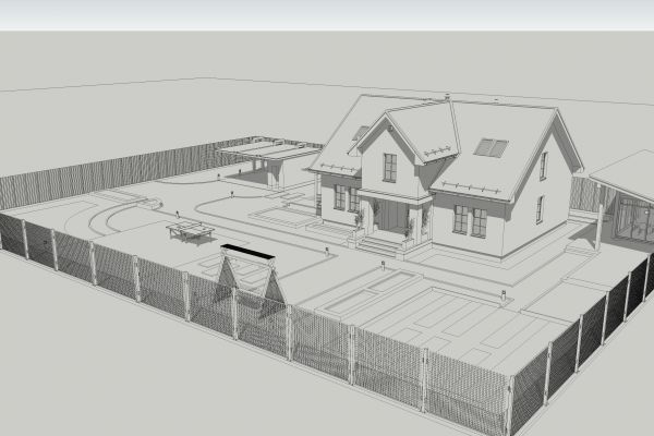 3D модель здания, сооружения. Sketchup.