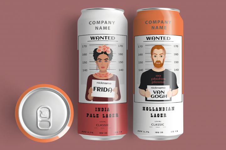 Иллюстрации для оформления упаковки пива - Фрида, Ван Гог. - 2000673