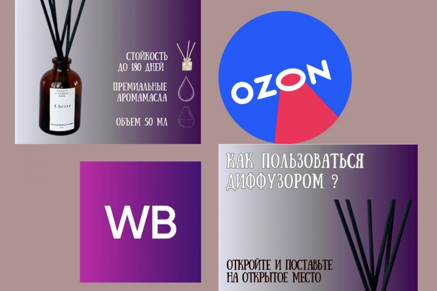 Инфографика/ карточки wb, Ozon/ логотип / визитка 300 руб. за 2 дня.. Анастасия Камалова