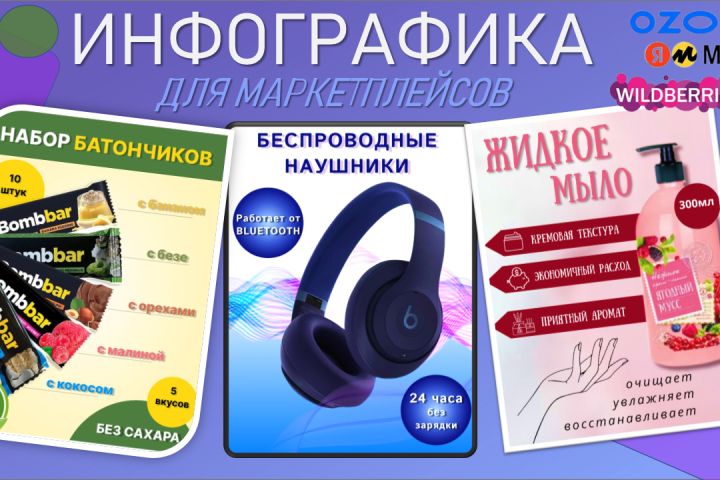 Дизайн/инфографика карточек  товара для маркетплейсов - 2078539