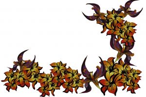 Holiday floral frame of fiery exotic scarlet-yellow flowers with