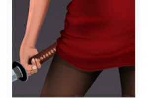 Блондинка с катаной.