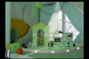 Дизайн детской комнаты в мансардном этаже загородного дома