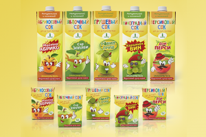 Серия упаковок для детского сока - Фруктовые супергерои.