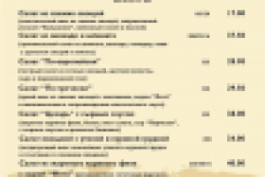 Меню ресторана "Панорама"