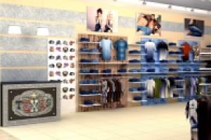 Рабочий эскиз оформления магазина джинсовой одежды