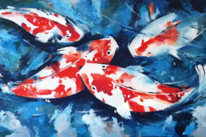 Японские карпы. Холст, акрил.