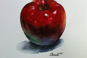Яблоко. Акв. бумага, акварель.