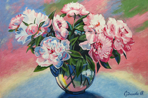 Пионы. Бумага, гуашь.