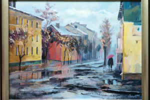 Дождь прошел (в рамке). Холст, акрил.