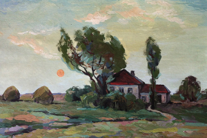 Летний вечер. Бумага, гуашь.