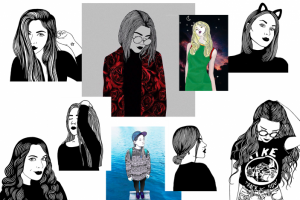 Девушки вектор рисунок на заказ