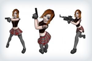 Лоуполи модель девушки для шутера от 3-го лица - боевая подруга