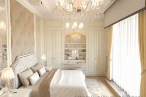 Спальня в сливочных оттенках.