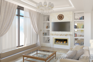 Гостиная с камином