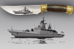 Корабль,рисунок для гравировки ножа.