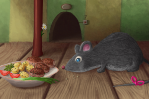 Голодная мышка иллюстрация