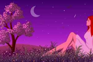 векторная иллюстрация девушка на природе