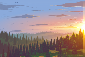 векторный фон закат в горах