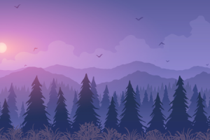 векторный фон горный лес