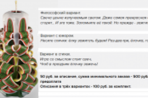 Описания свечей ручной работы в трёх вариантах. (Заявка.)