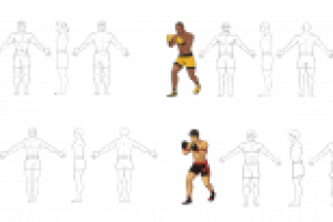 Бойцы в разных позах для 2-й версии игры Тайский бокс