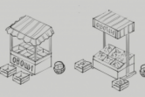 Эскизы овощного лотка (аналог ChefVille)