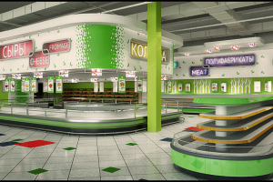 Визуализация интреьера супермаркета
