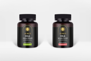 Дизайн этикеток экспортного меда "Aurus"