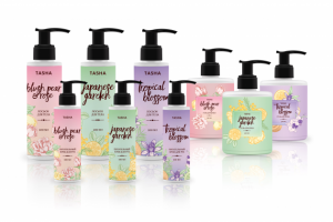 Дизайн лимитированной серии уходовой косметики бренда Tasha