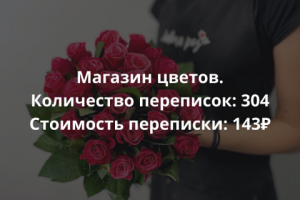 Магазин цветов.Количество переписок:304.Стоимость переписки:143р