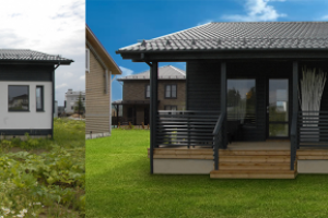 замена газона и неба