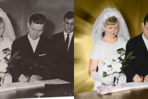 реставрация и раскрашивание ч/б фото