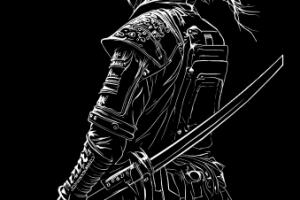 Принт для одежды с самураем