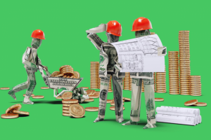 3D Визуализация бумажных человечков для сайта на фоне сайта