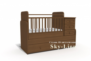 3d моделирование и визуализация детской кроватки