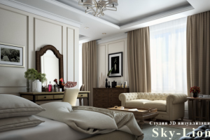 3d визуализация спальни в гостинице