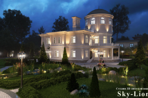 Ночная визуализация загородного дома