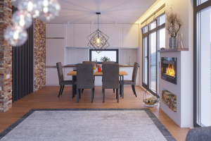 Интерьер дома в Крыму с видом на горы.