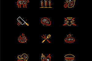 Сет иконок для "Бык + Зерна", 12 шт.