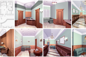 Дорогой и строгий дизайн не простых помещений для солидных заказ