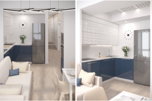 Пространство кухни-гостиной и прихожей