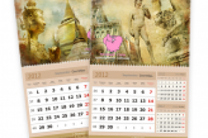 Серия квартальных календарей для турагентства "Розовый слон"