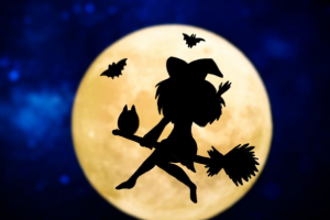 Иллюстрация "Ведьма на фоне луны"